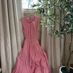 Amazon Backless and Sleeveless Pink Cotton Dress